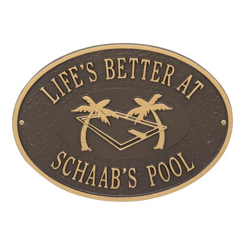 Personalized Swimming Pool Party Plaque, Bronze / Gold