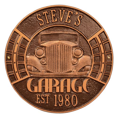 Vintage Car Garage Plaque, Antique Copper, Antique Copper