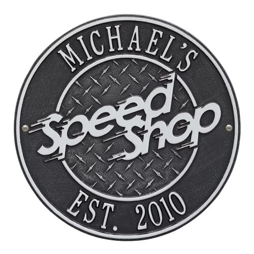 Speed Shop Plaque, Black/Silver, Black/Silver