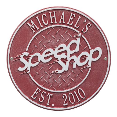 Speed Shop Plaque, Red/Silver, Red/Silver