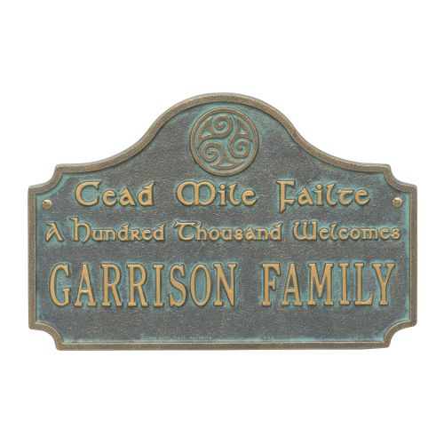 Cead Mile Failte Plaque, Bronze Verdigris