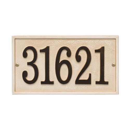 Stonework Rectangle House Numbers Plaque, Green Gold