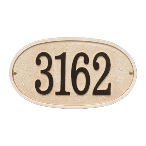 Stonework Oval House Numbers Plaque, Bronze Gold