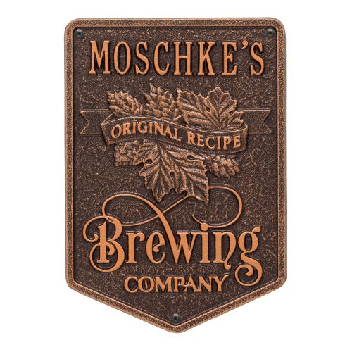 Custom Original Recipe Brewing Company Beer Plaque, Oil Rubbed Bronze