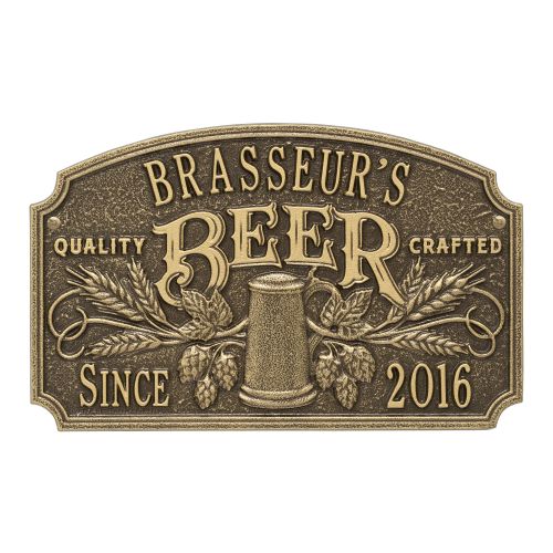 Personalized Quality Crafted Beer Arch Plaque, Bronze Verdigris