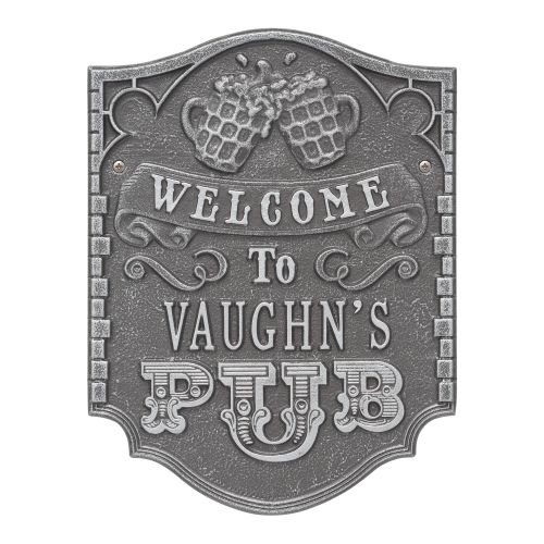 Personalized Pub Welcome Plaque, Black / Gold