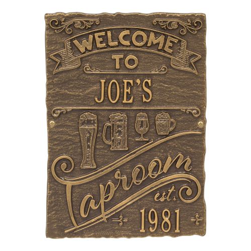 Custom Tap Room Brew Pub Plaque, Black / Gold