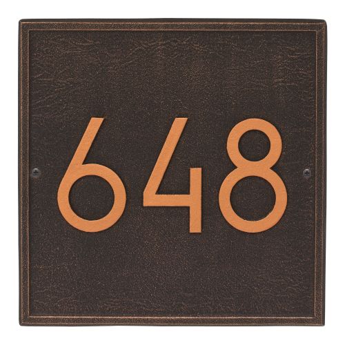 Square Modern Personalized Wall Plaque, Aged Bronze