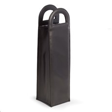 Black Leatherette Bottle Caddy with Handles