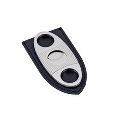 Stainless Steel Guillotine Cigar Cutter with Leather Pouch