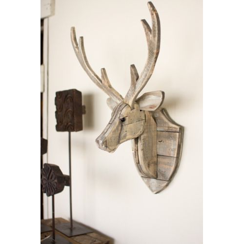 Recycled Wooden Deer Head Wall Hanging