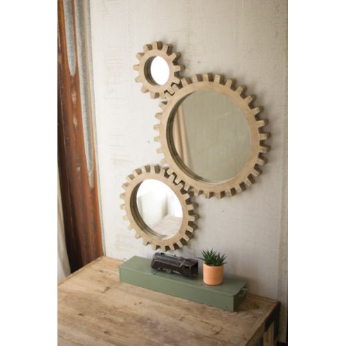 Wooden Gears Mirrors Set of 3