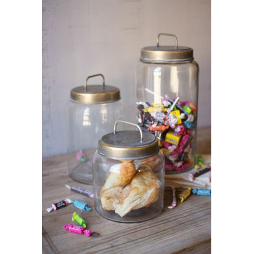 Glass Jars With Metal Lids Set of 3