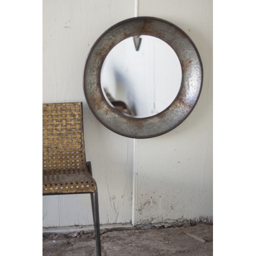Round Natural Metal Mirror