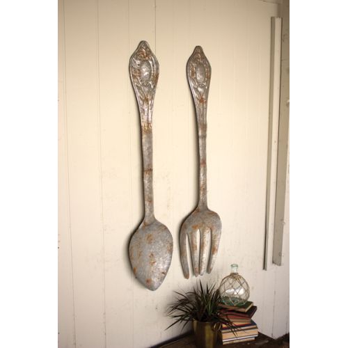 Large Metal Fork And Spoon Wall Decor Set of 2
