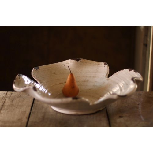 Giant White Ceramic Leaf Bowl
