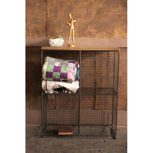 Four Cubby Console With Wooden Top