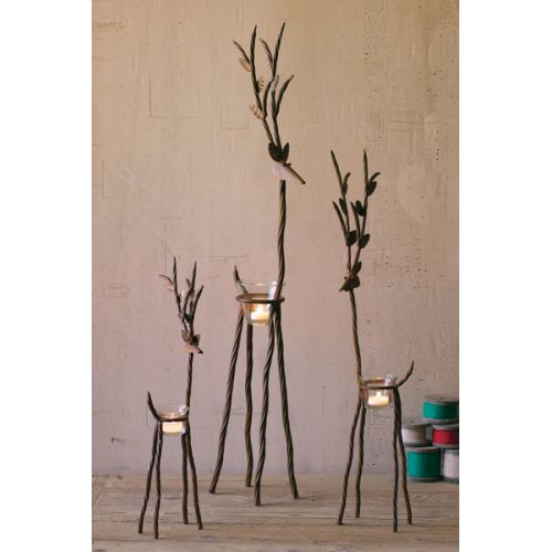 Rustic Iron Reindeer With Tealight Cups Set of 3