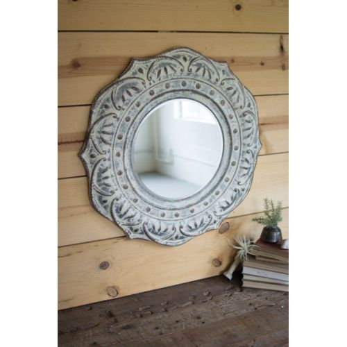 Pressed Metal Flower Wall Mirror