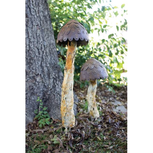 Metal Mushrooms Set of 2