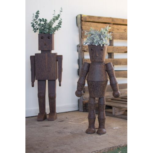 Metal Robot Planters Set of Two