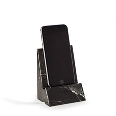 Black Zebra Marble Desktop Phone / Tablet Cradle with a Pass-thru Hole for Charging Cable