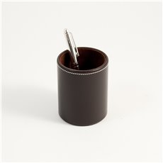 Coco Brown Leather Pen Cup