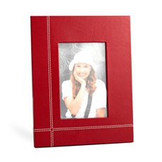 Red Leather 4x6 Picture Frame with Easel Back