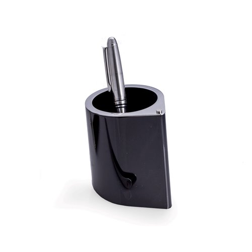 Stainless Steel Pen Cup with Black Enamel Finish
