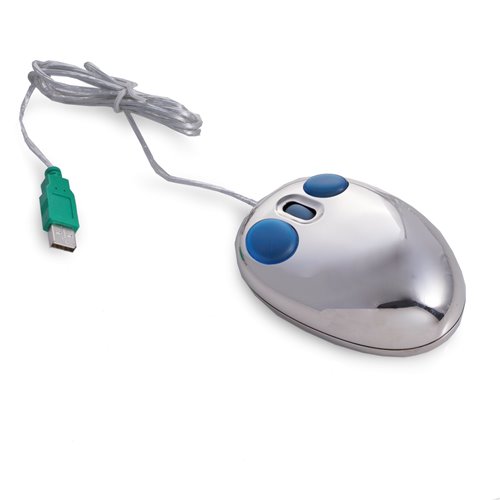 Chrome Plated Computer Mouse with Scroll Wheel and USB Connector