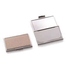 Nickel Plated Business Card Case with Beige Stingray Design