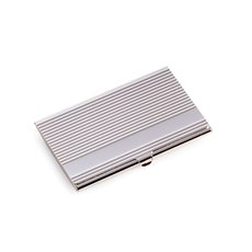 Silver Plated Business Card Case with Lined Design