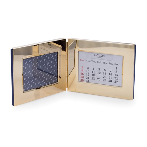 Gold Plated Perpetual Calendar and 3 1/2x5 Frame with Velvet Backing