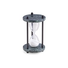 Green Marble 4 Minute Sand Timer with White Sand and Black Posts