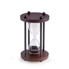 Walnut Wood 4 Minute Sand Timer with Black Sand and Black Posts
