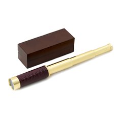 Brass 30 mm Telescope with 25X Magnification and Brown Leather Trim in Wood Presentation Box