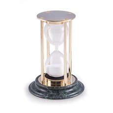 Brass 15 Minute Sand Timer on Green Marble Base