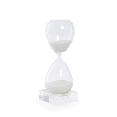 60 Minute Crystal Sand Timer on Crystal Base with White Sand