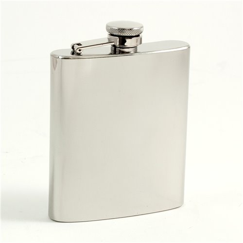 7 oz Stainless Steel Mirror Finish Flask with Captive Cap and Durable Rubber Seal