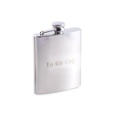 7 oz Stainless Steel Mirror Finish To Go Cup Flask with Captive Cap and Durable Rubber Seal