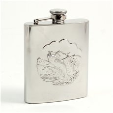 8 oz Stainless Steel Fishing Flask with Captive Cap and Durable Rubber Seal