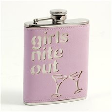 6 oz Stainless Steel Pink Leatherette Girls Nite Out Flask with Captive Cap and Durable Rubber Seal