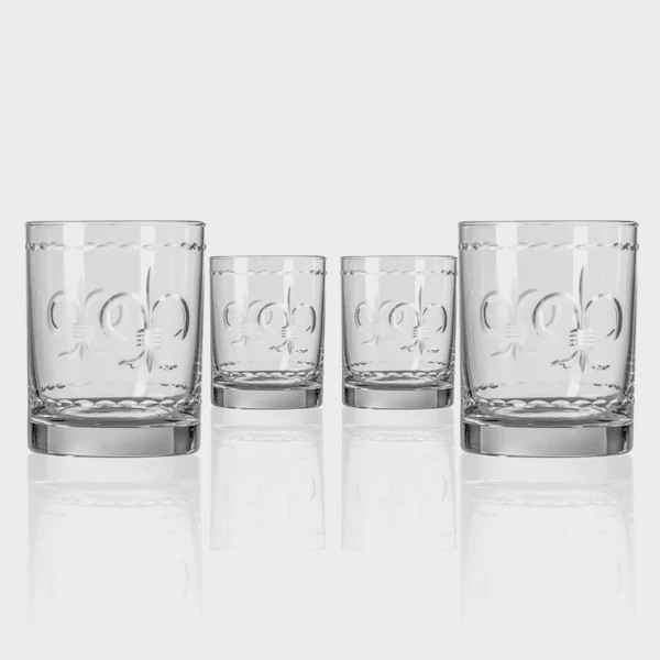 Fleur De Lis Double Old Fashioned Glasses (set of 4)