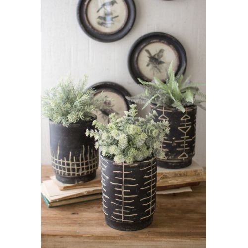 Black And White Clay Planters Set of 3