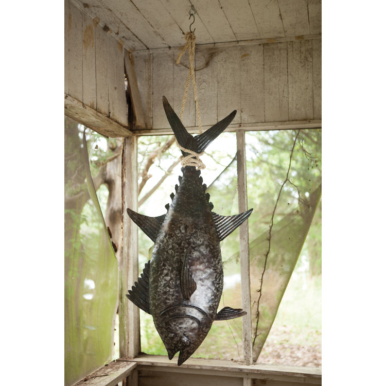 Recycled Hand Hammered Tuna With Sisal Rope