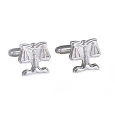 Rhodium Plated Cufflinks with Legal Scales Design