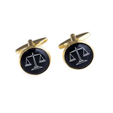 Gold Plated Round Cufflinks with Scales Design