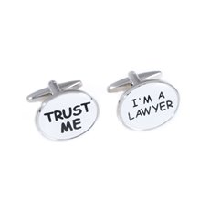 Rhodium Plated Cufflinks with Trust Me and I'm a Lawyer