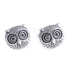 Rhodium Plated Cufflinks with Owl Design