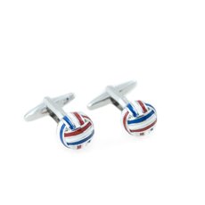 Rhodium Plated Red, White and Blue Knots Design Cufflinks